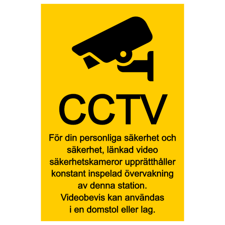 CCTV-tecken med text