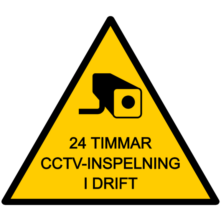 CCTV-tecken 24 timmars inspelning - triangel