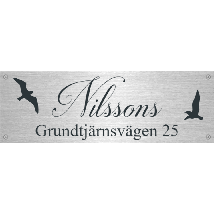 Dörrnamnskylt med fåglar 1