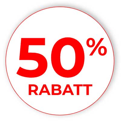 50% rabatt