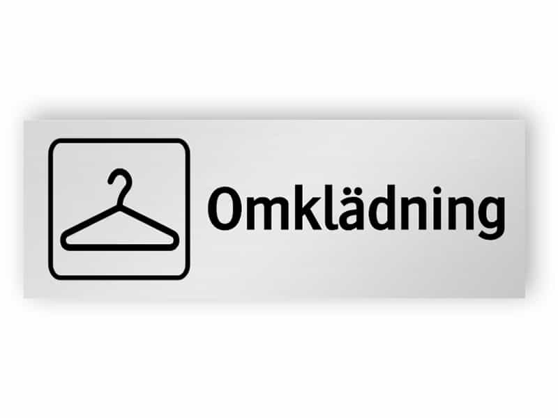 Omklädning skylt