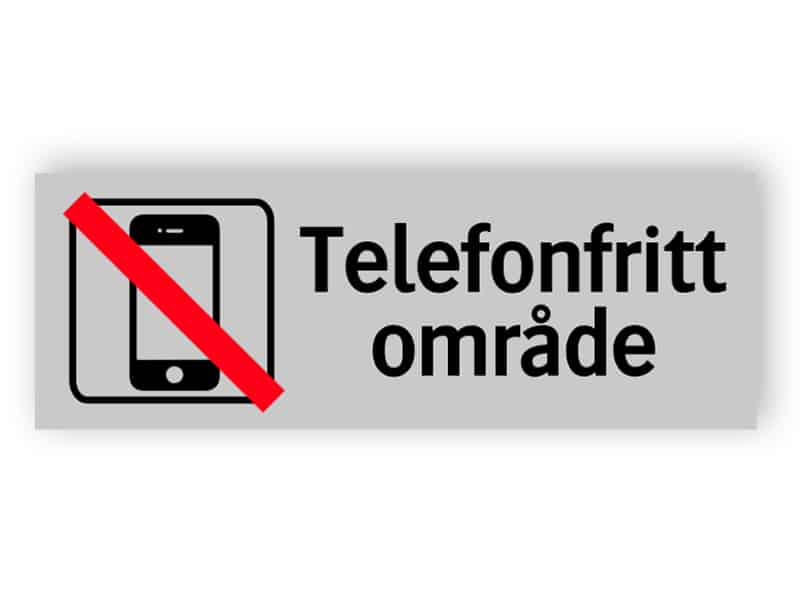 Telefonfritt område skylt