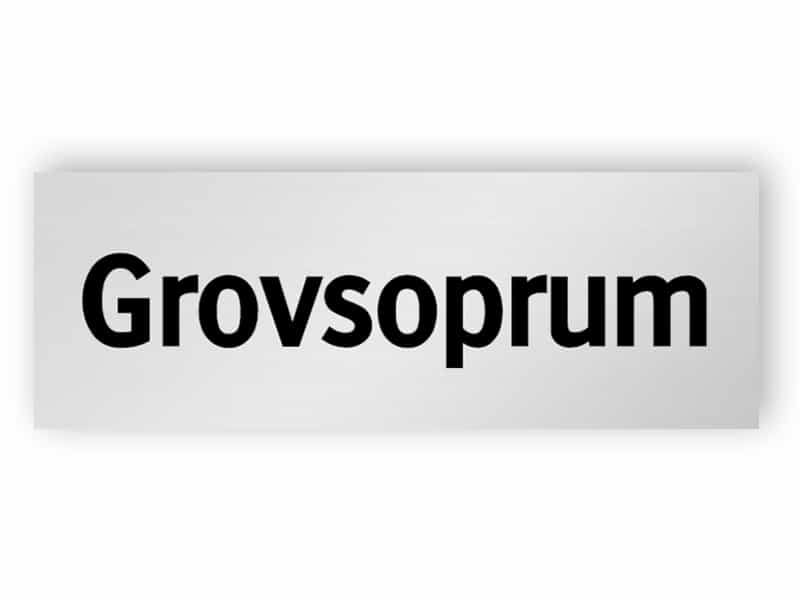 Grovsoprum skylt