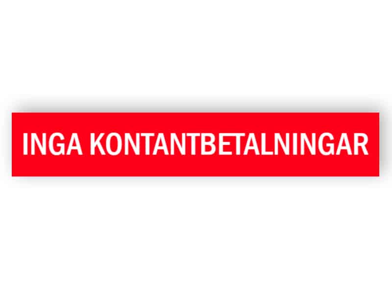 Inga kontantbetalningar - klistermärke 1