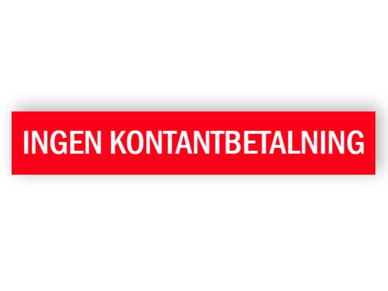 Ingen kontantbetalning - klistermärke