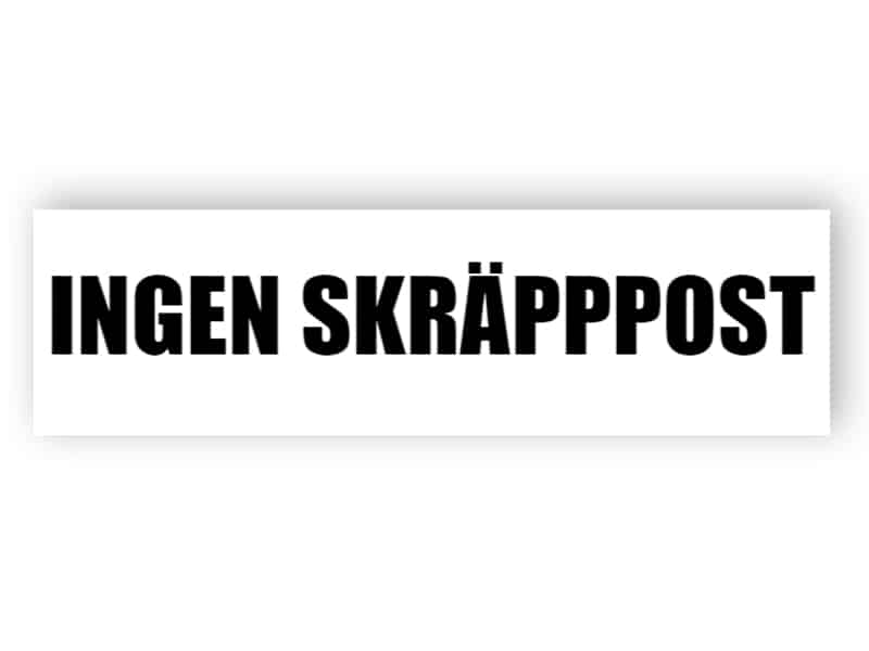 Ingen skräppost - klistermärke 1