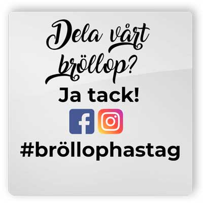 Hashtag-tavla, dela bröllopet på Instagram och Facebook