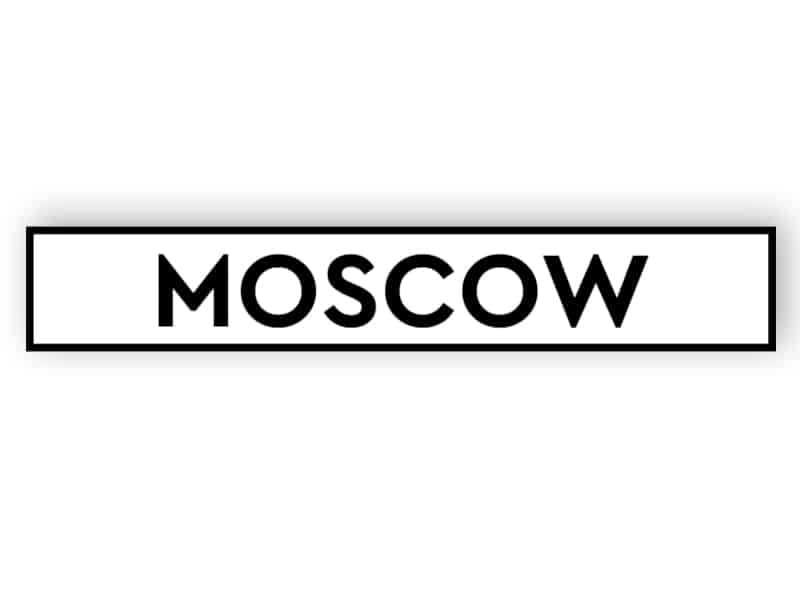 Moskva - vit skylt