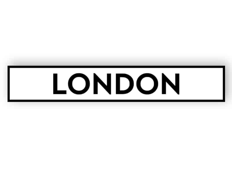 London - vit skylt