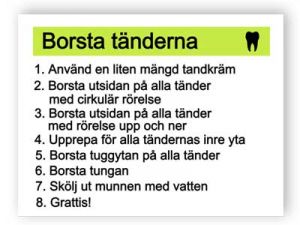 Borsta tänderna steg tecken