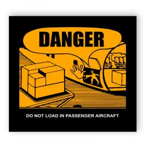 Fara inte ladda i passagerarflygplan (engelska text)