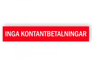 Inga kontantbetalningar - klistermärke 1