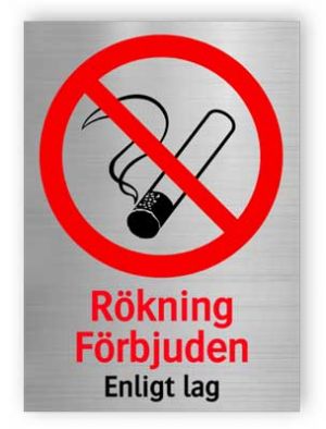 Rökning Förbjuden Enligt lag - Aluminiumskyltar