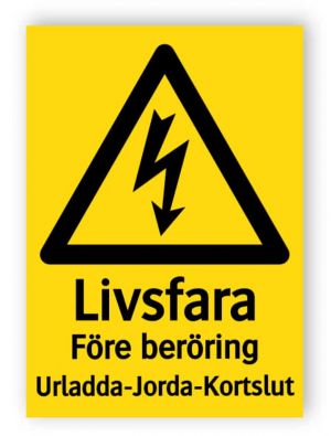 Livsfara Före beröring Urladda Jorda Kortslut