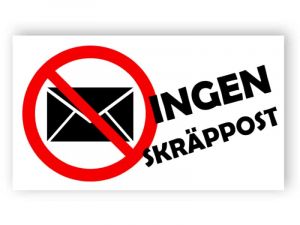 Ingen skräppost - klistermärke 2