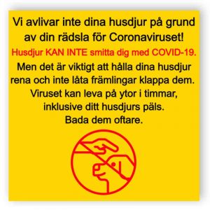 Husdjur kan inte smitta dig med COVID-19 - klistermärke