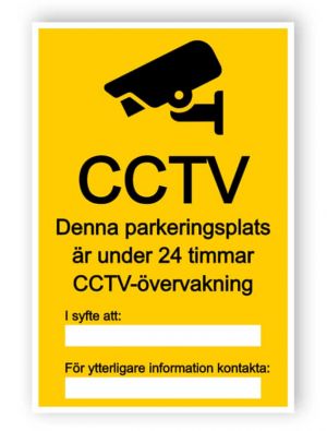 CCTV-tecken för parkeringsplats, med två textlådor