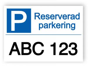 Reserverad parkering + text
