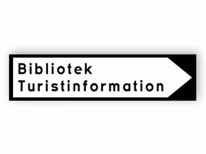 Bibliotek Turistinformation tecken