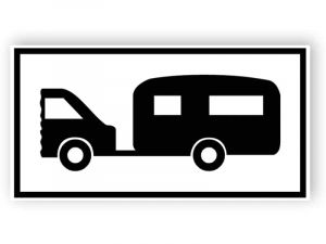 Parkering för husbil eller husvagn bogseras av motorfordon tecken