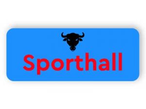 Sporthall dörrskylt