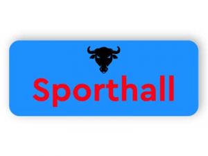 Sporthall dörrskylt