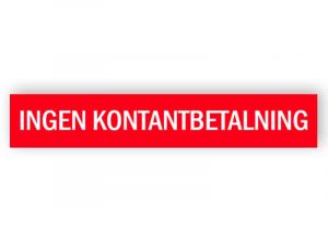 Ingen kontantbetalning - klistermärke