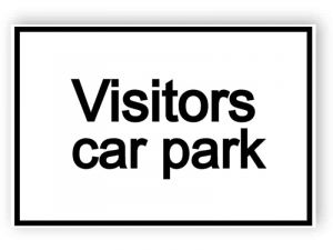 Besökare Parkering - vit skylt
