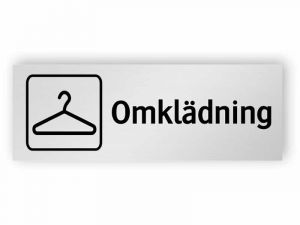 Omklädning skylt